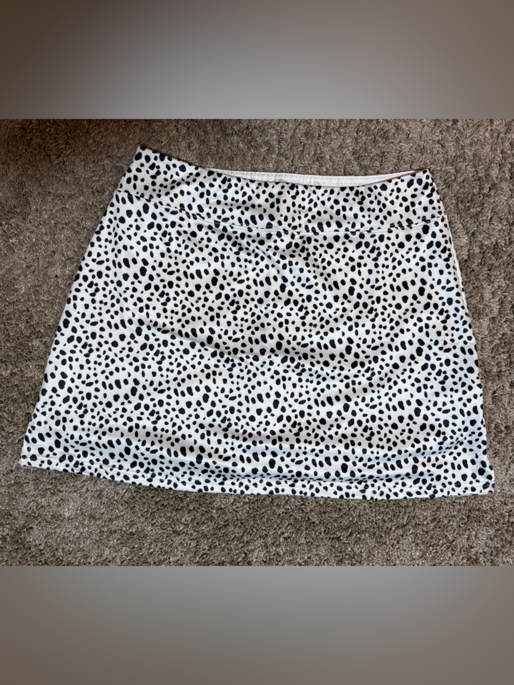 White & Black Dalmatian Print Mini Skirt